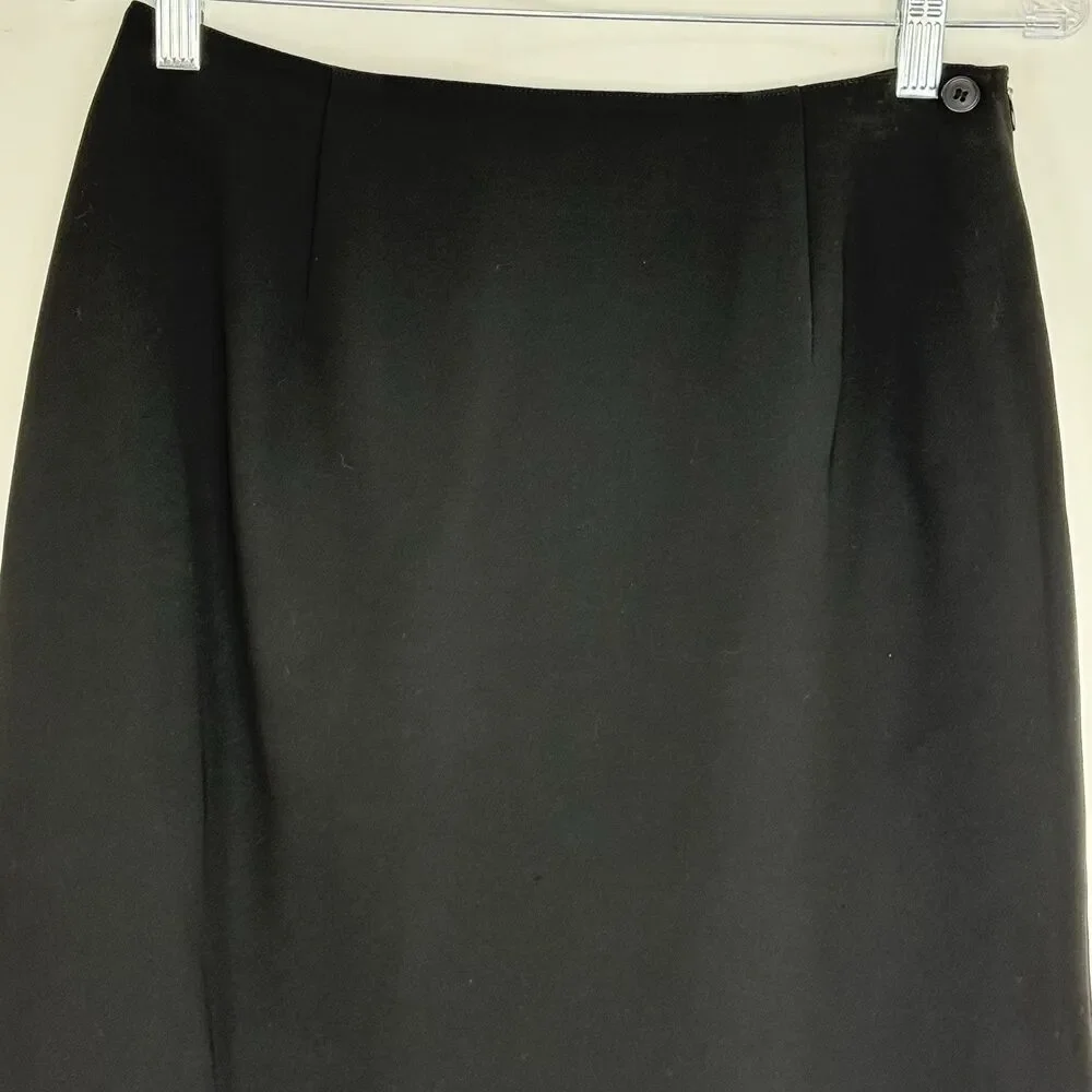 Jones New York Vintage Triacetate Pencil Straight Slit Career Skirt Size 8 Black